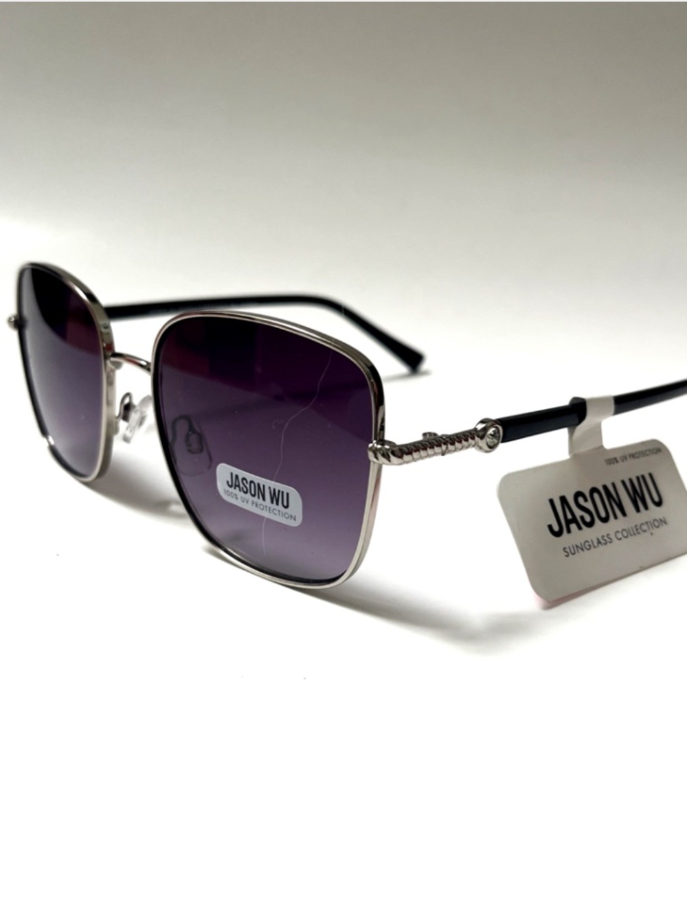 NWT JASON WU Square Sunglasses Black Metal  Classic Rhinestone